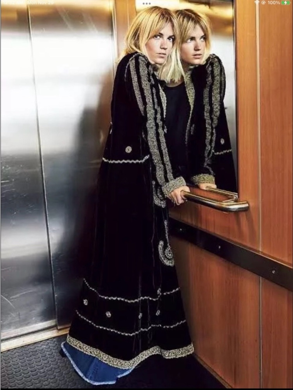 Free People “Eternal Tapestry” Black Velvet Embroidered Duster